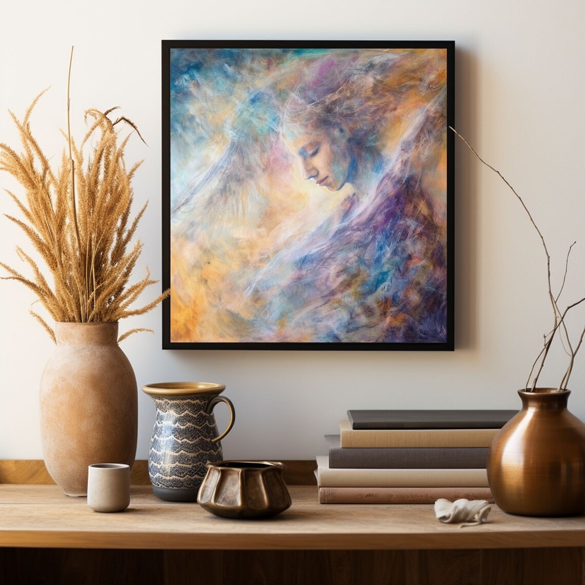 Pastel Spirit Guide Abstract Angel Woman Ethereal Swirl Wall Print