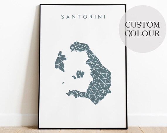 Santorini Print Greece Map Print Greek Travel Poster Geometric Art Print Santorini Poster Greece Wall Decor Minimalist Wall Art