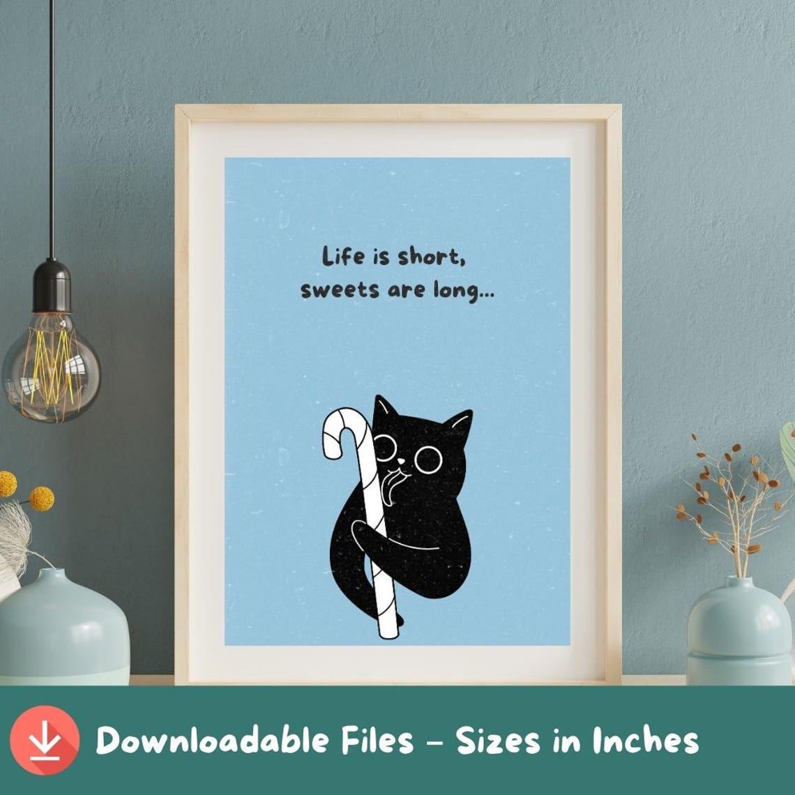 Candy Cat Art Print Whimsical Kitten Illustration A2a5 Sizes