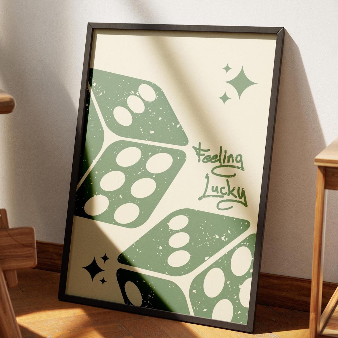 Dice Feeling Lucky Retro Trendy Bar Art Print