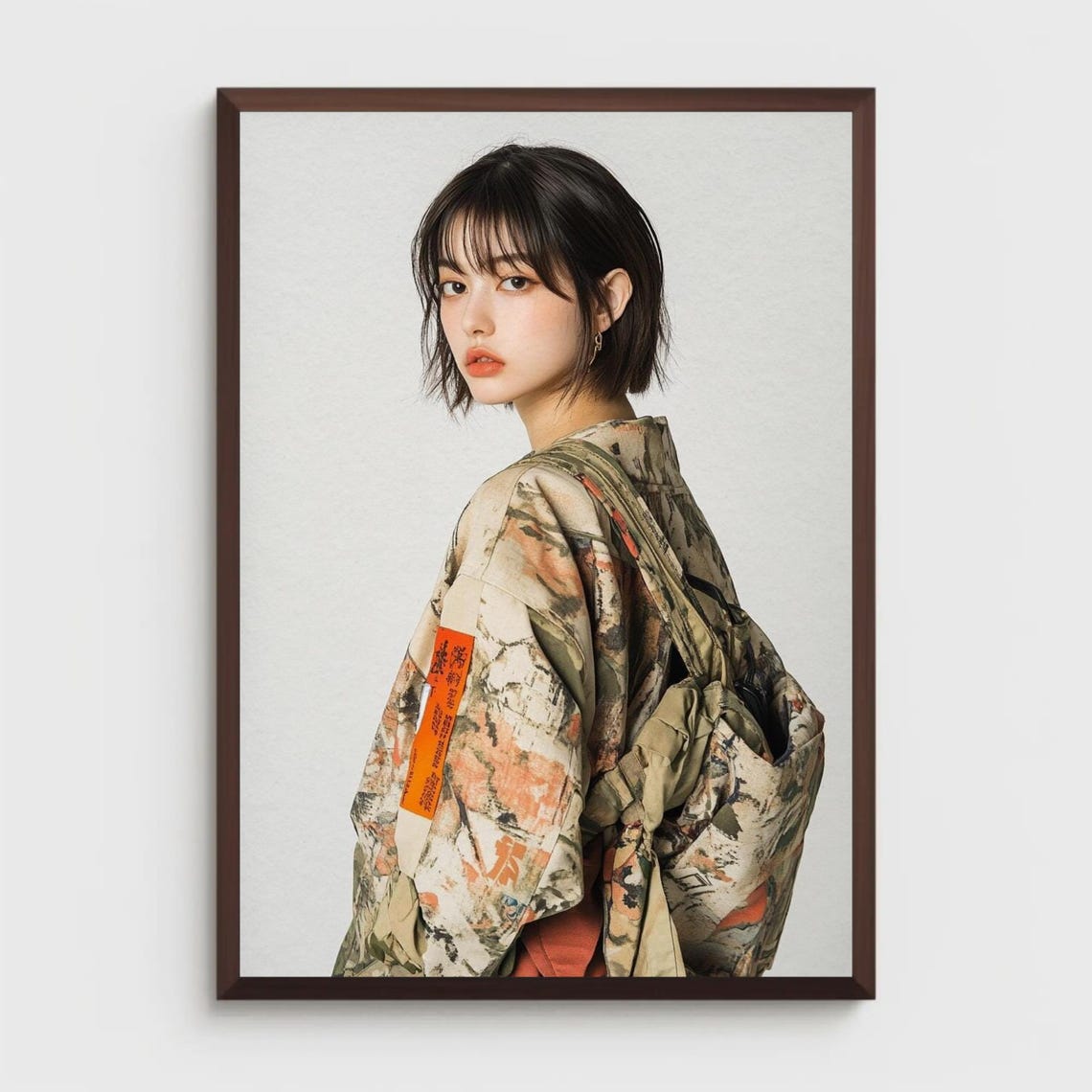 Stylish Modern Streetwear Portrait Of A Japanese Lady In Traditional Clothes Edgy Asian Fashion Photography Wall Art