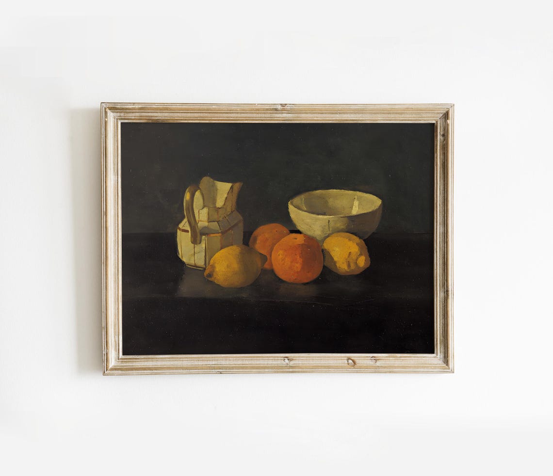 Ripe Oranges Still Life Vintage Citrus Fruit Oil Painting Poster - Image 2