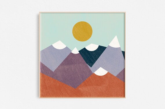 Sunshine Mountains Print Sunshine Art Mountain Print Art Nursery Art Gallery Wall Art Wall Art Instant