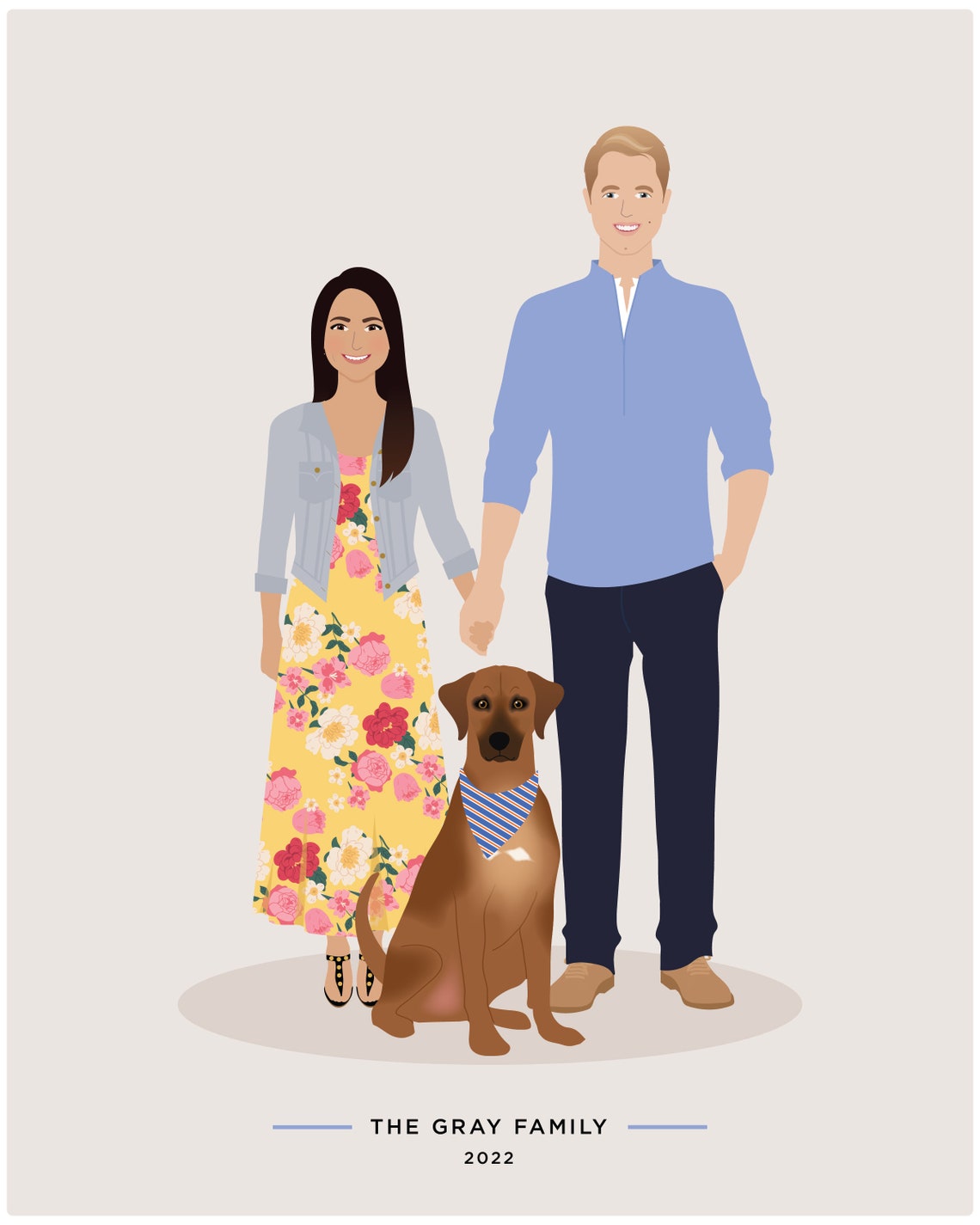 Custom Family Portrait, Add Pet - Image 3