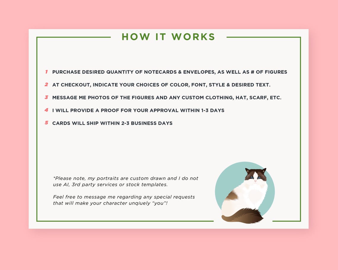 Custom Drawn Pet Portrait Notecard Stationery with Dachshunds Print - Image 3