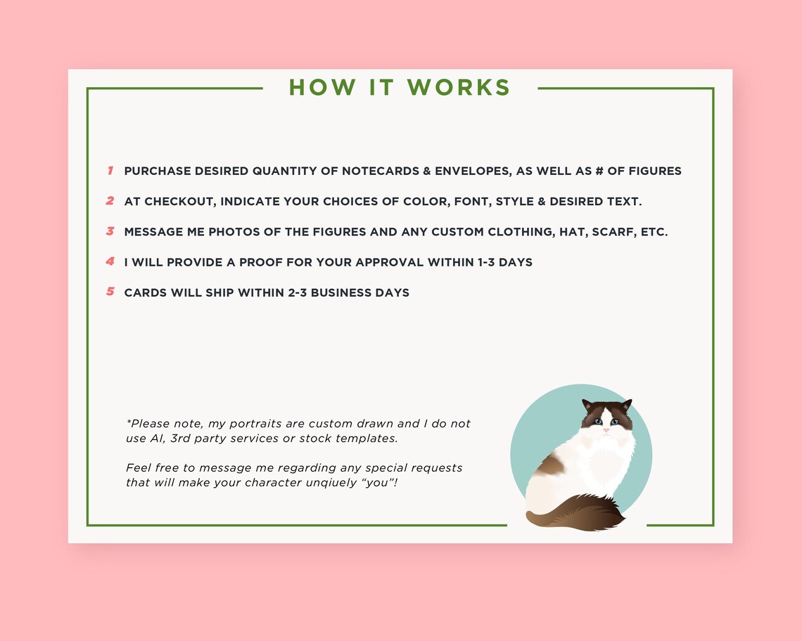 Custom Portrait Stationery Pet Notecards - Image 3