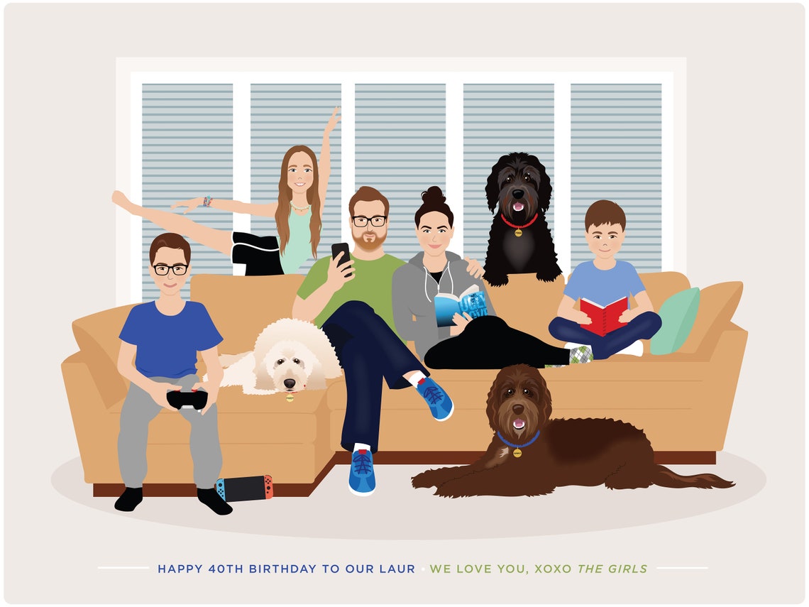 Custom Family Portrait, Add Pet - Image 4
