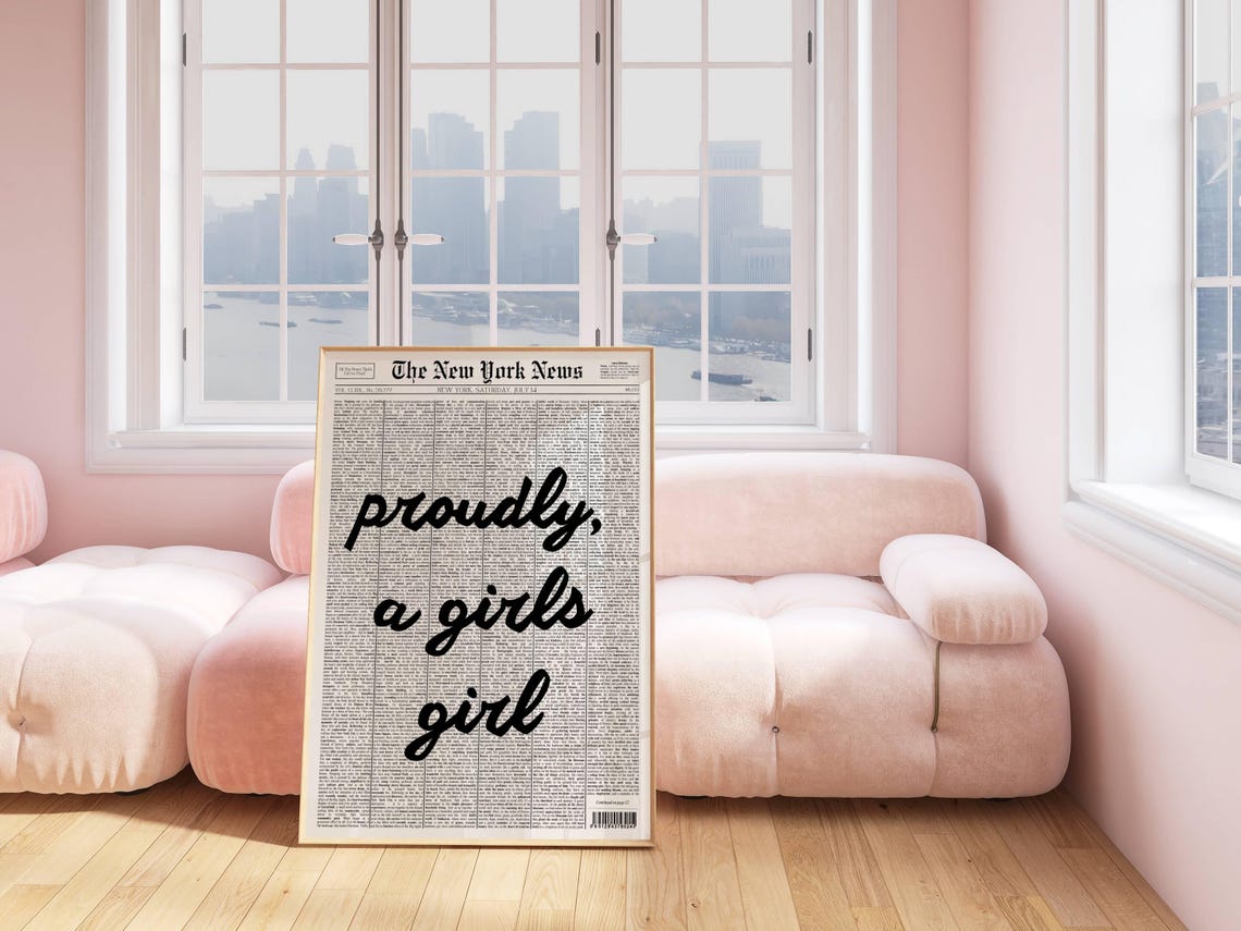 Girls Girl Newspaper Headline Poster Trendy Girls Girl Poster Retro Bar Cart Feminist Wall Art New York News Magazine Cover Girly Art - Image 3