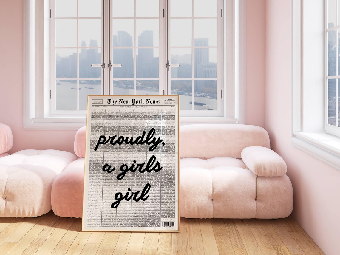 Proudly a Girls Girl Sweet Script Newspaper Friendship Art Poster - Image 3