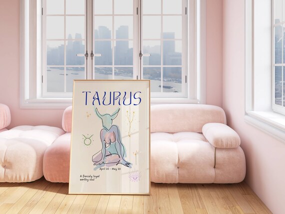 Trendy Taurus Zodiac Sign Print Star Poster Celestial Spiritual Decor Room Art Wall