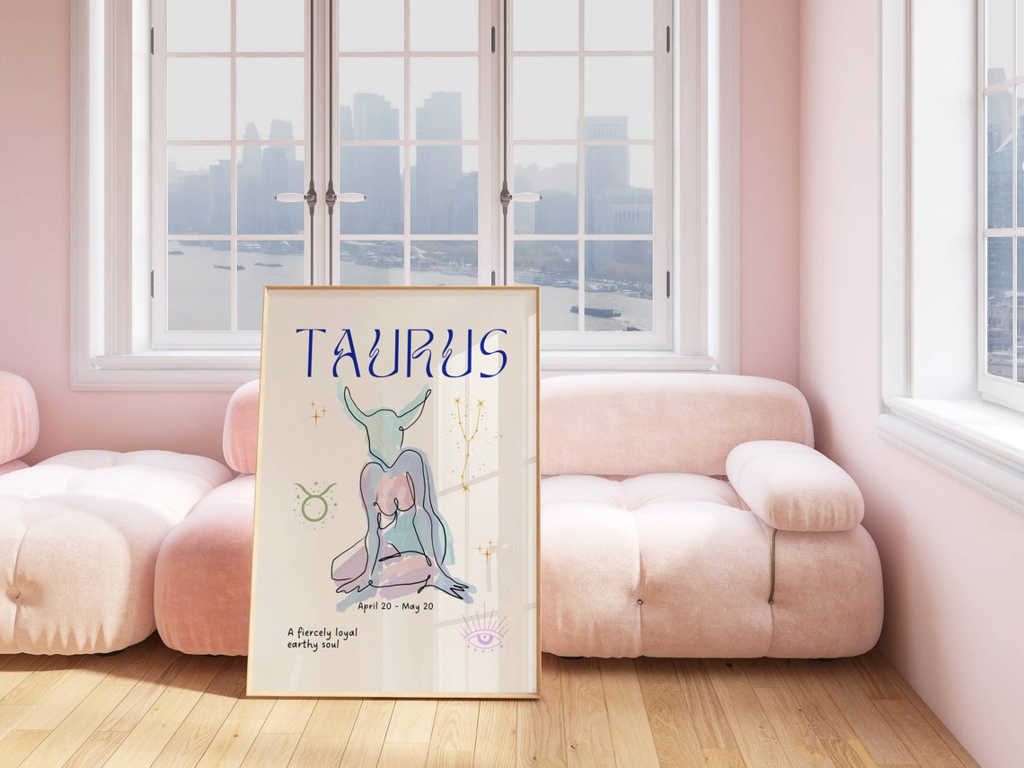 Trendy Taurus Zodiac Sign Print Star Poster Celestial Spiritual Decor Room Art Wall