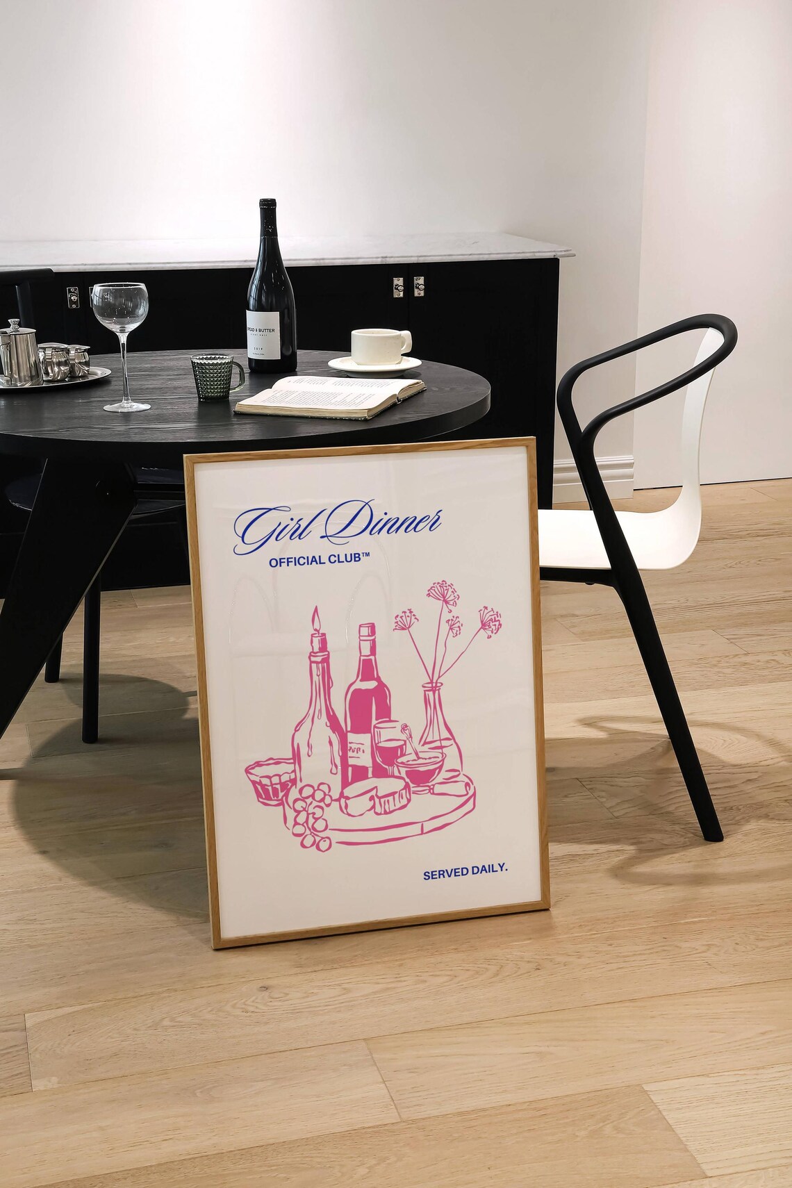 Girl Dinner Official Club Funny Served Daily Pink Wine Art Poster - Image 2