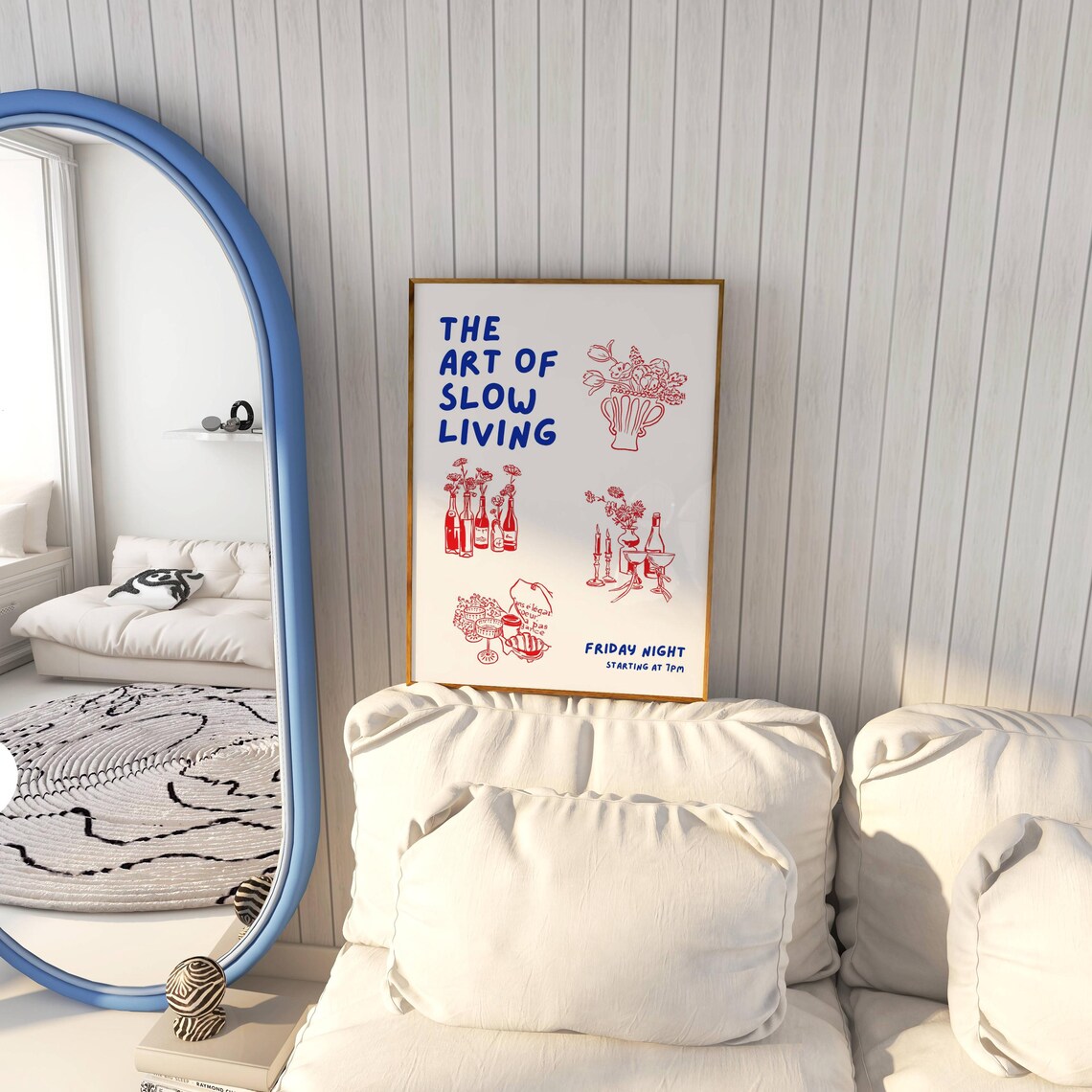 The Art of Slow Living Cozy Friday Night Floral Wine Art Poster - Image 3