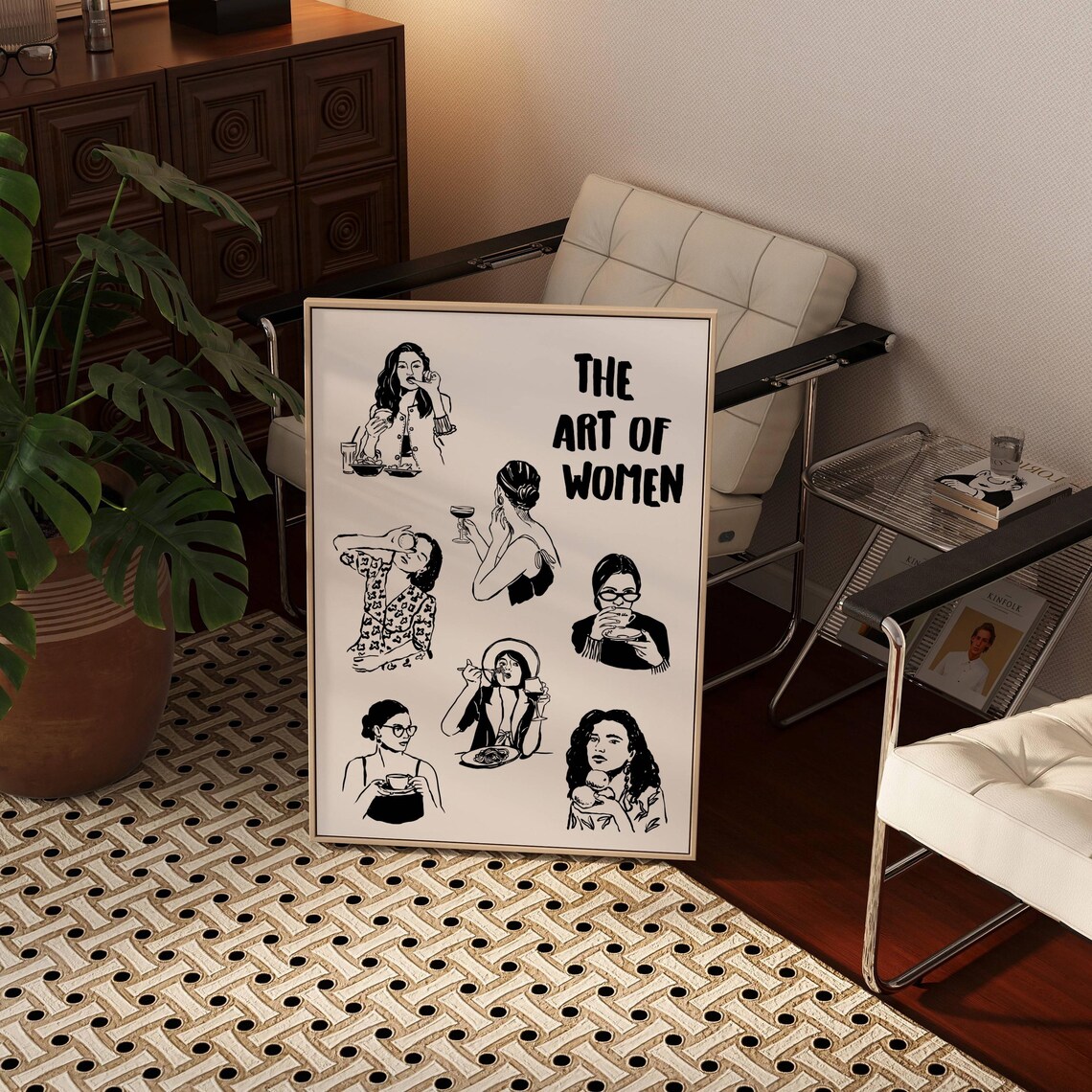The Art of Women Black Line Illustration Feminist Home Decor Poster - Image 2