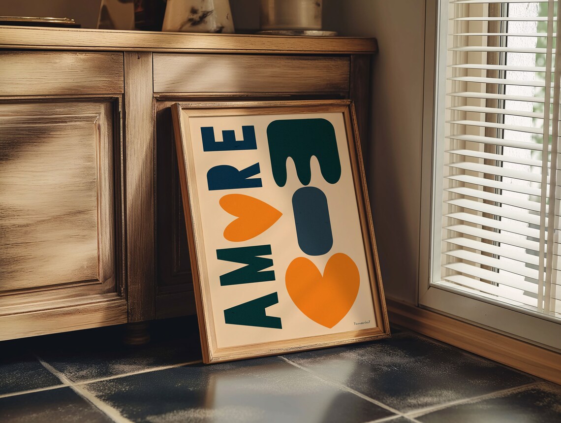Amore Mio Modern Typography Love Quote Art Print - Image 2