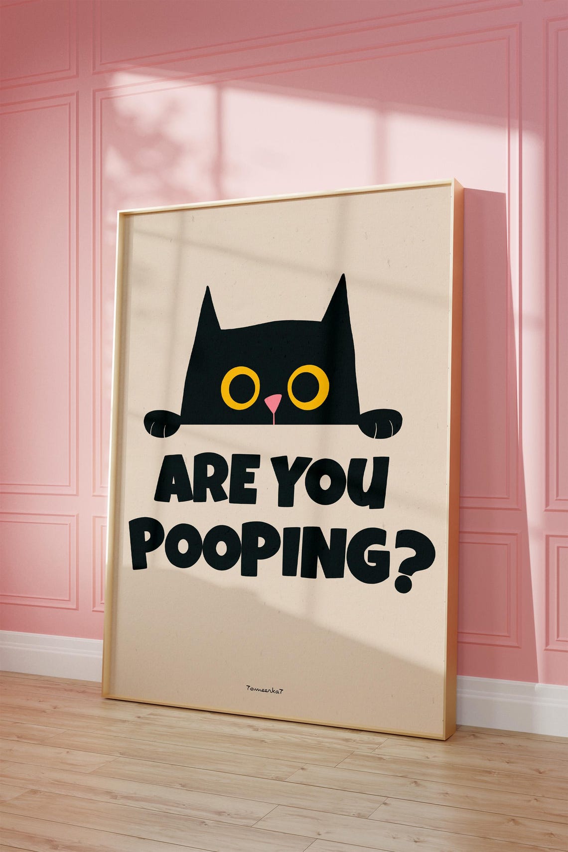 Funny Bathroom Wall Art, Black Cat Poster Print - Image 2