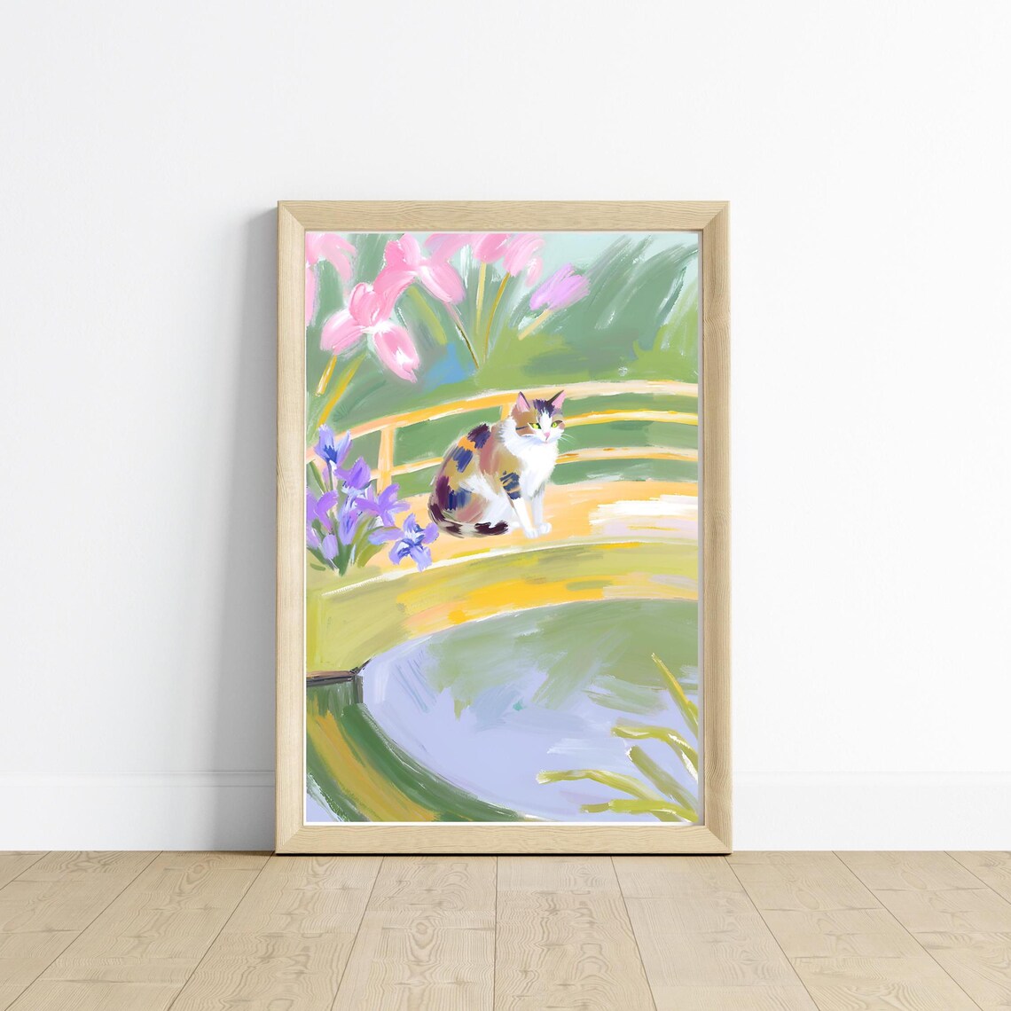 Orange Tabby Cat Floral, Vintage Style Art Print