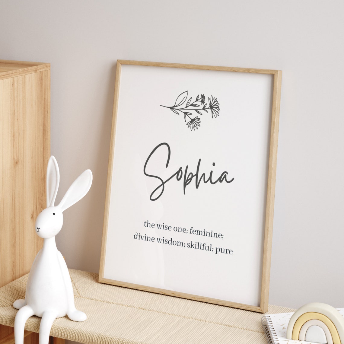 Sophia Name Meaning Elegant Personalized Nursery Typography Poster