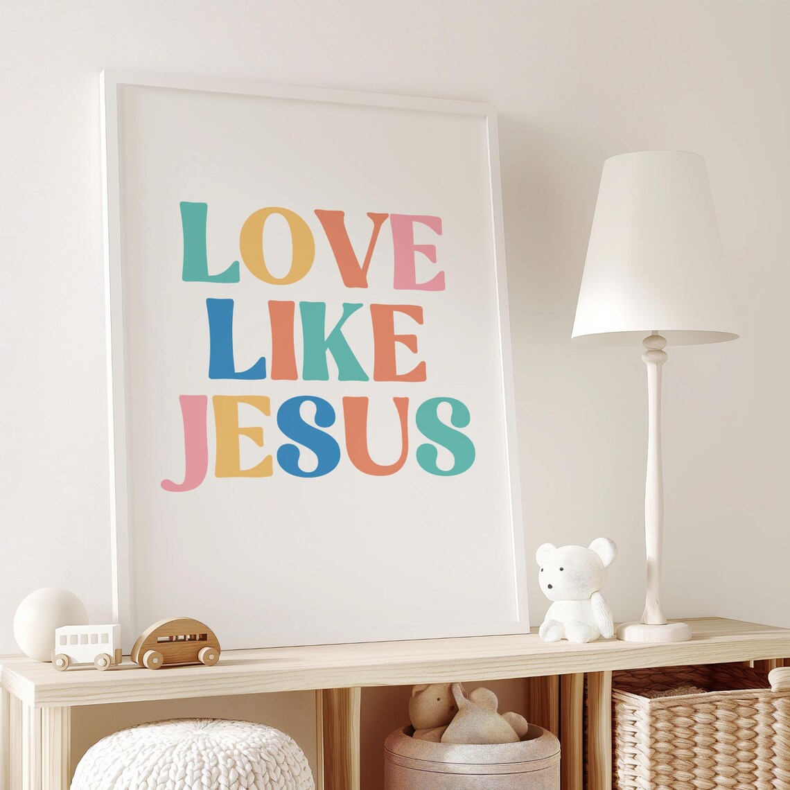 Love Like Jesus Colorful Retro Christian Faith Typography Wall Print - Image 2