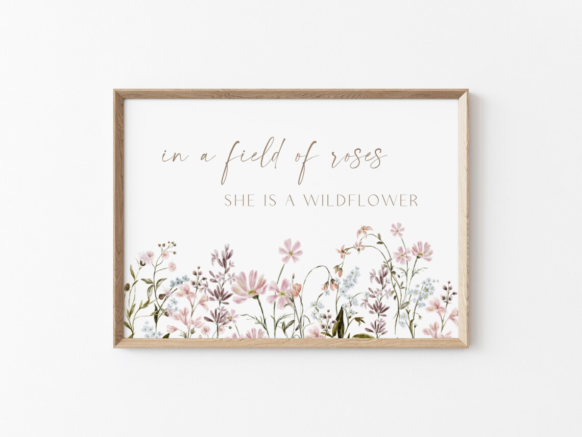 Wildflower Nursery Art Print, Boho Flower Decor
