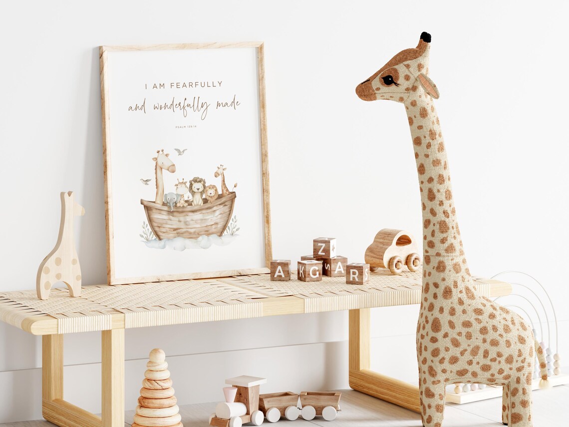 Christian Nursery Scripture Art Print, Noah's Ark - Image 2