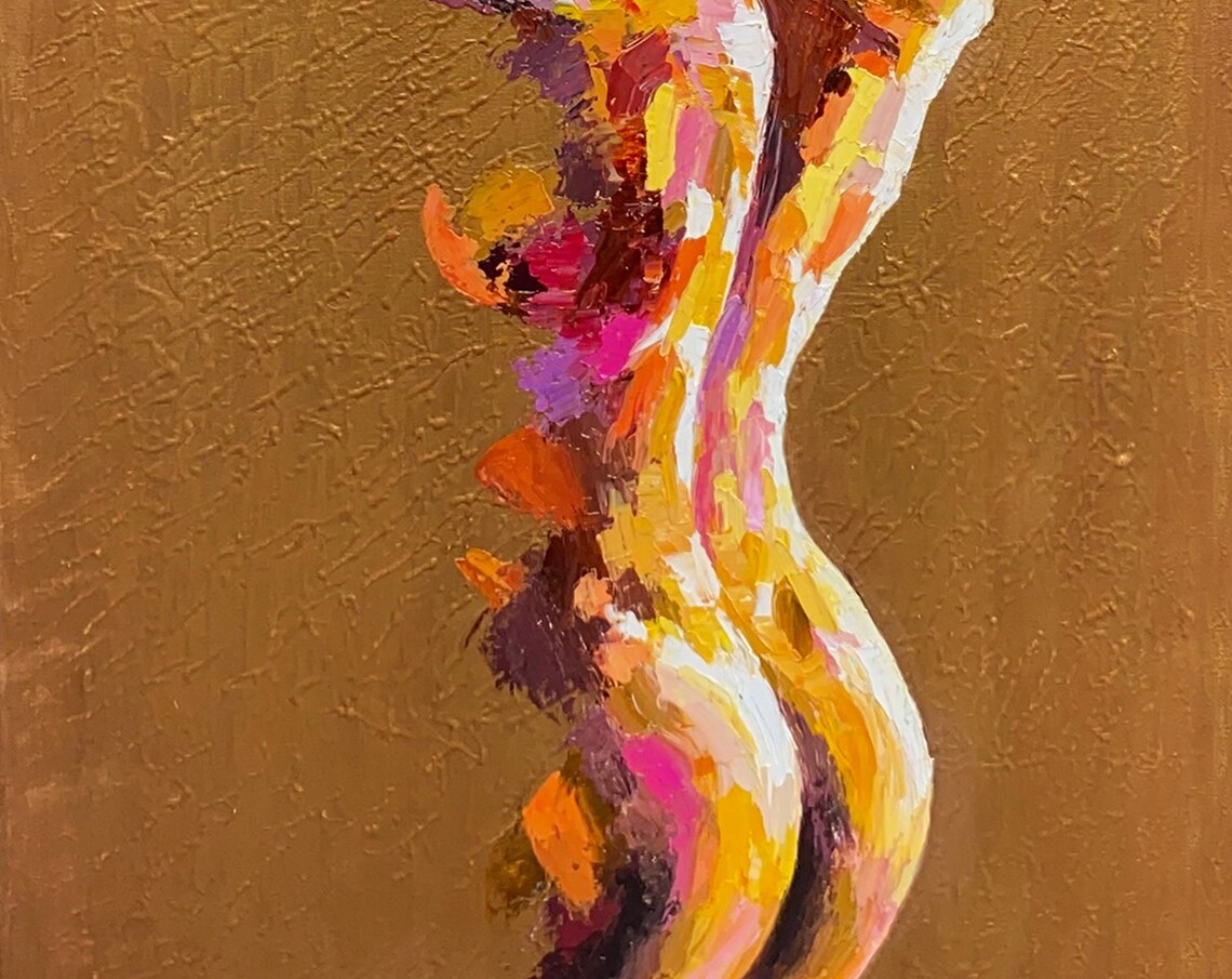 Nude Woman Figurative Art Print, Female Body Study