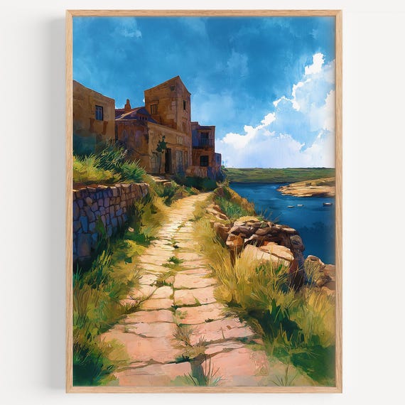 Comino Watercolor Painting Wall Art Print Travel Poster Malta Decor Illustration Home