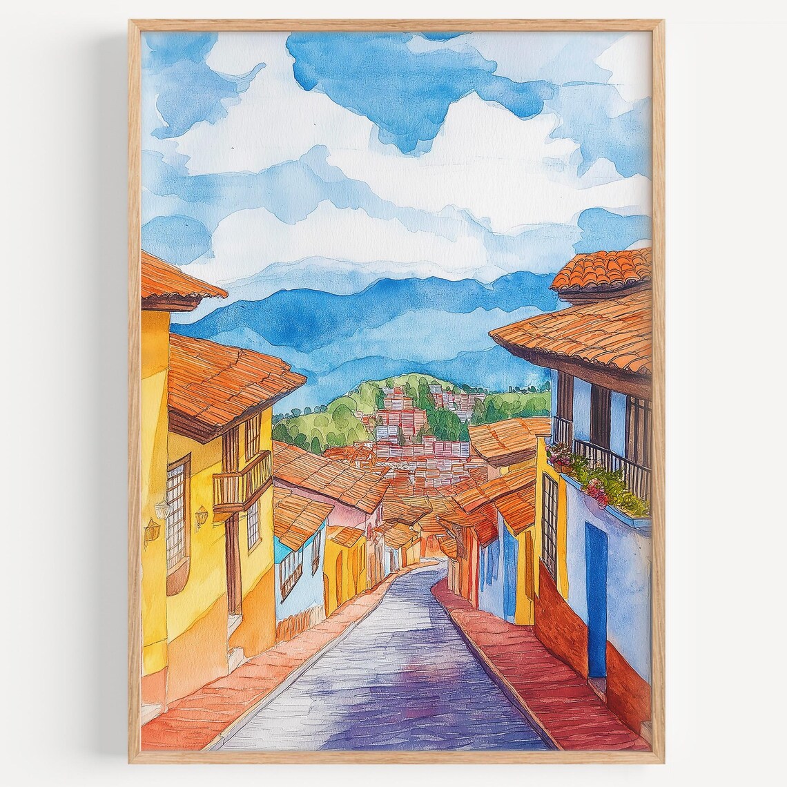 Bogota Watercolor Painting Travel Poster, Colombia