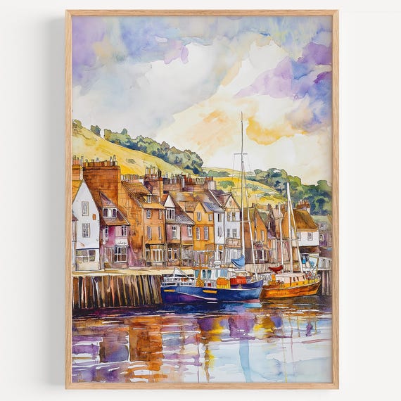 Dundee Watercolor Painting Wall Art Print Travel Poster Scotland Decor Illustration Home