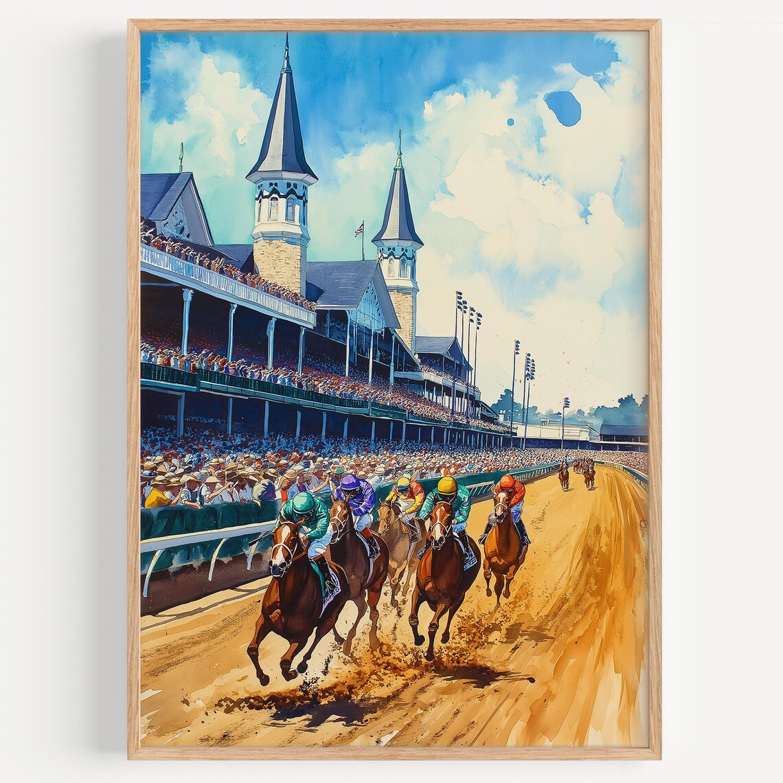 Churchill Downs Watercolor Poster, Kentucky Travel Art