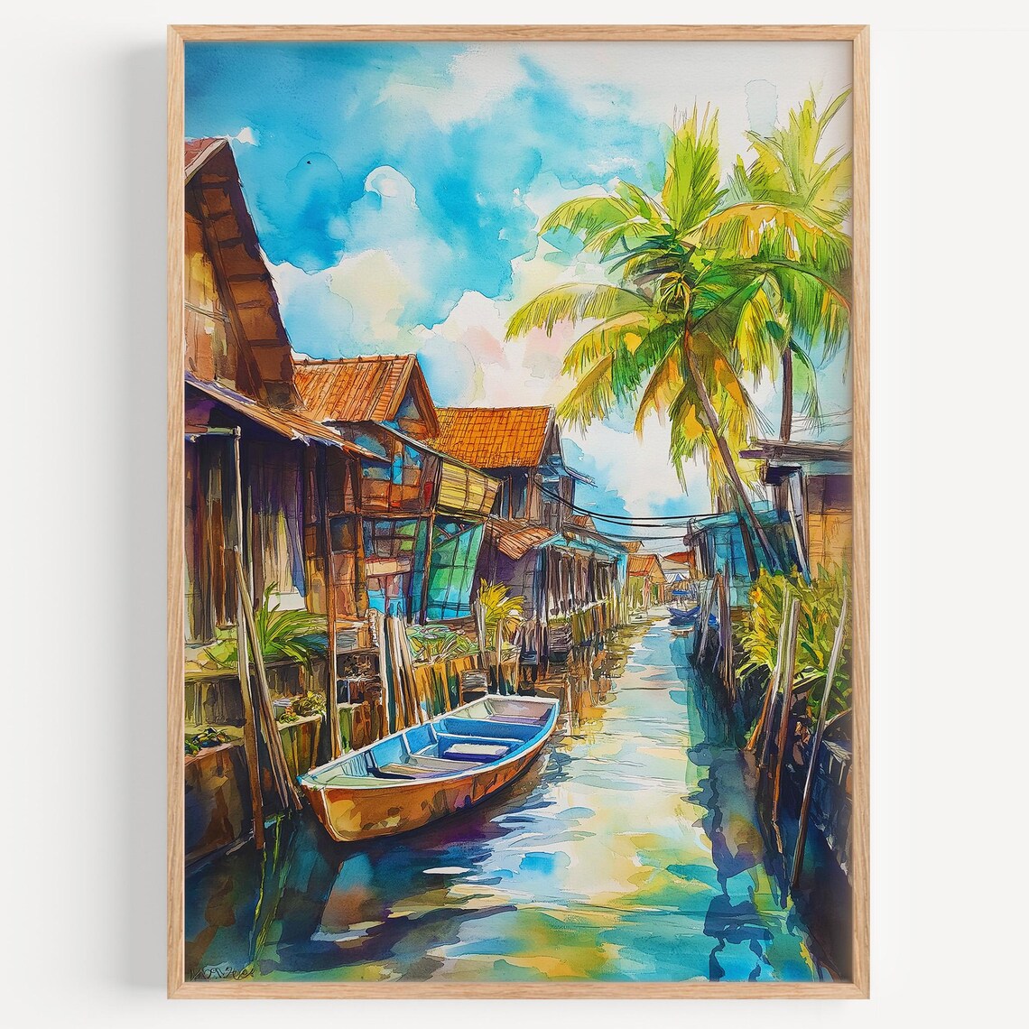 Makassar Watercolor Travel Poster, Indonesia