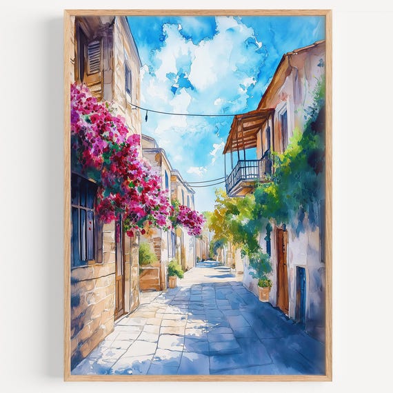 Nicosia Watercolor Painting Wall Art Print Travel Poster Cyprus Decor Illustration Home