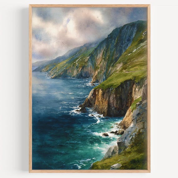 Donegal Watercolor Painting Wall Art Print Ireland Travel Poster Decor Illustration Home