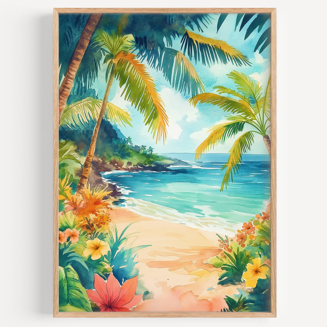 Hawaii Watercolor Poster, Travel Art Print