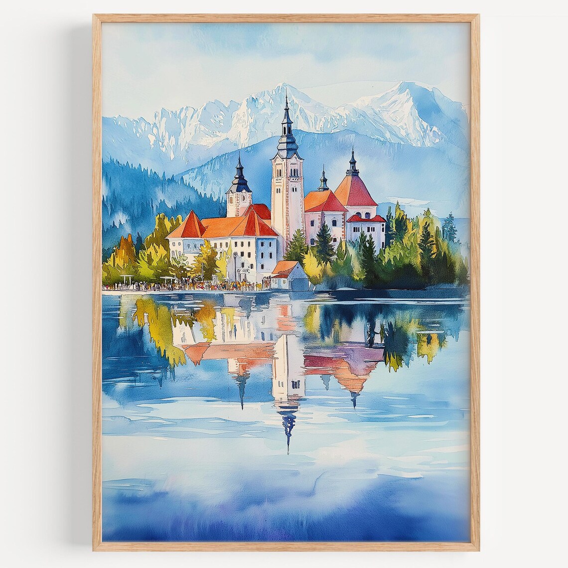 Lake Bled Watercolor Island Church Slovenia Lake Travel Poster