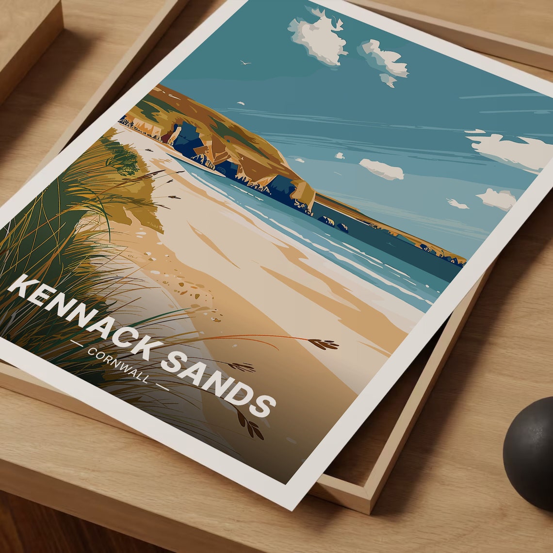 Kennack Sands Cornwall Travel Poster Golden Beach Dunes Retro Art - Image 3