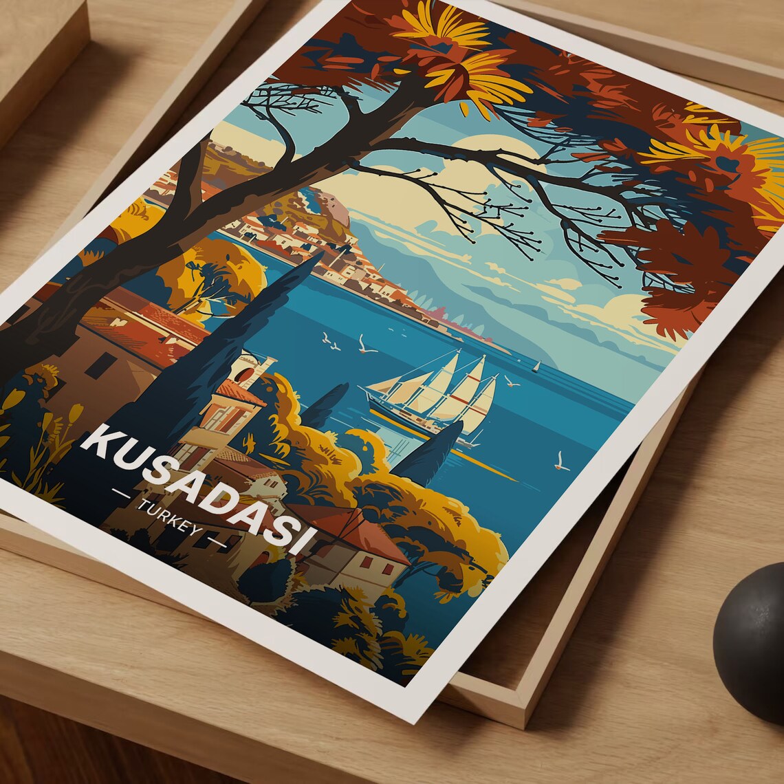 Kuadas Travel Poster, Turkey Cityscape Art - Image 3