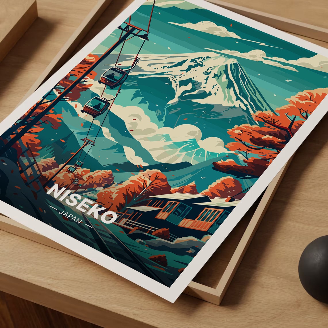 Niseko Japan Ski Resort Gondola Autumn Mountain Travel Poster - Image 3
