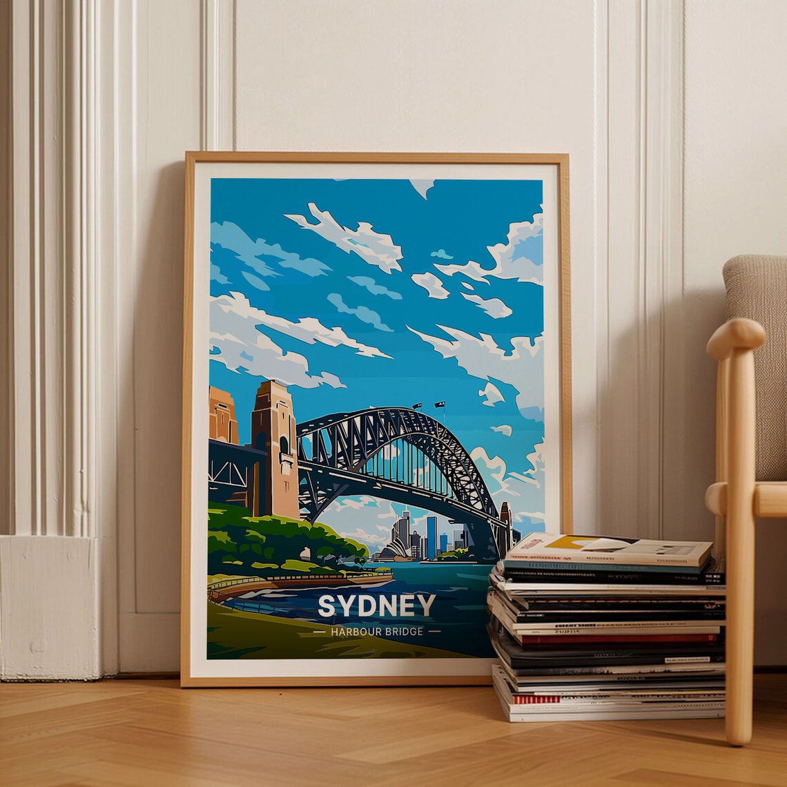 Sydney Harbour Bridge Australia City Skyline Vintage Travel Poster