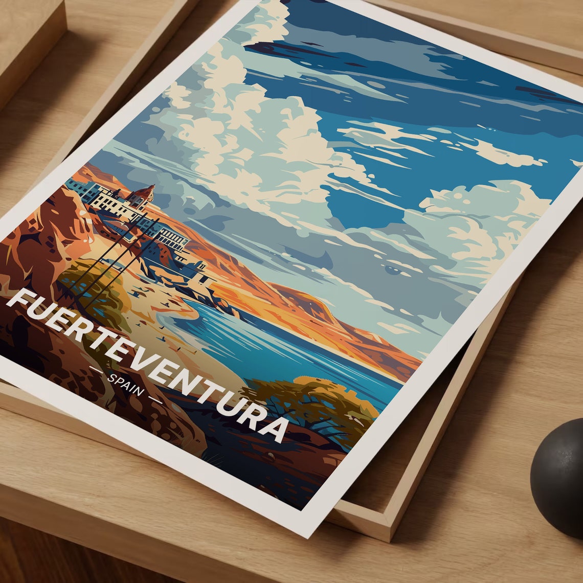 Fuerteventura Spain Coastal Beach Town Vintage Travel Poster - Image 3