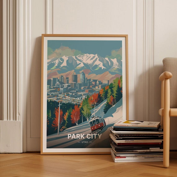 Utah Ski Resorts Travel Poster Park City Snowbird Deer Valley Wall Art For Ski Enthusiasts C20 1482