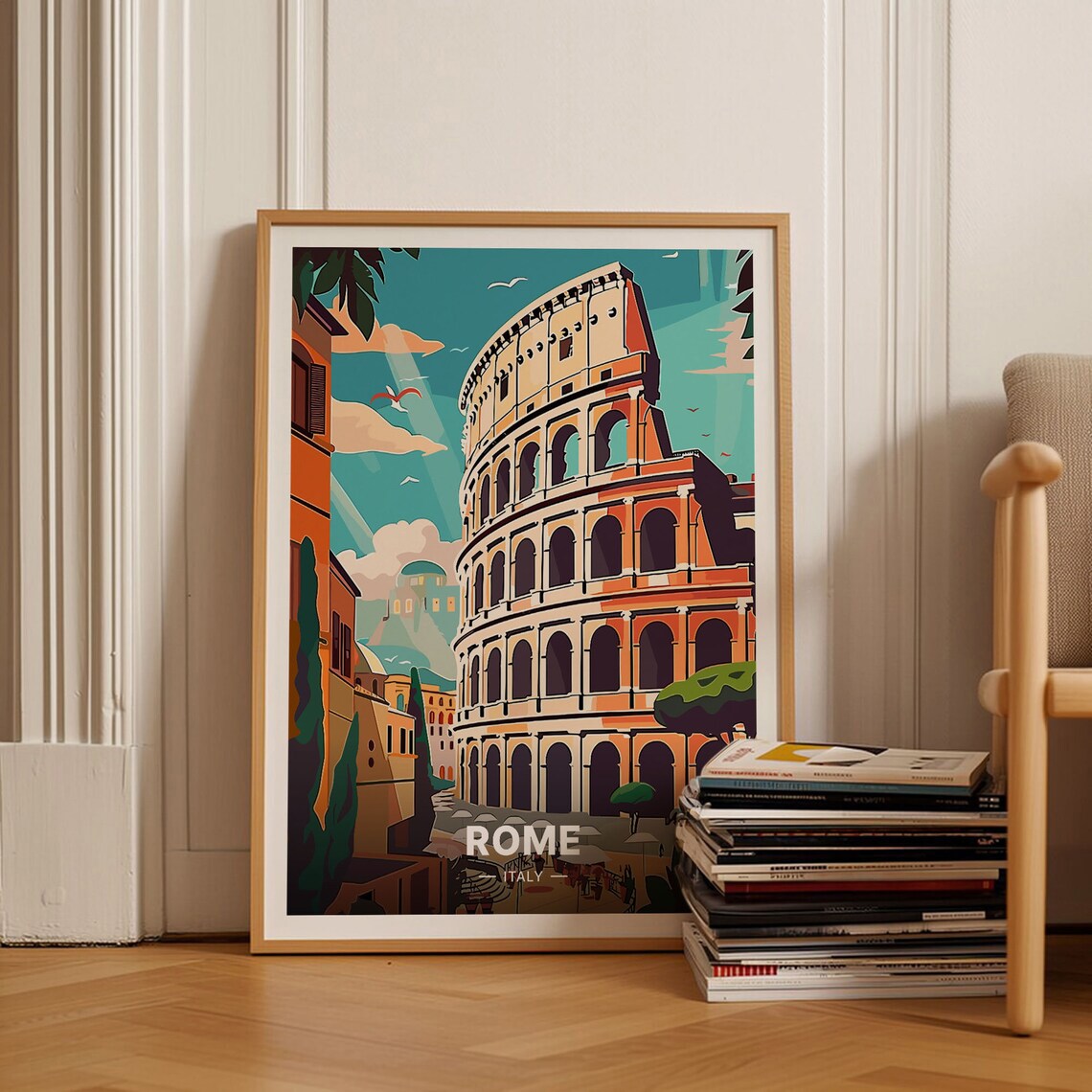Rome Colosseum Vintage Travel Poster, Italy
