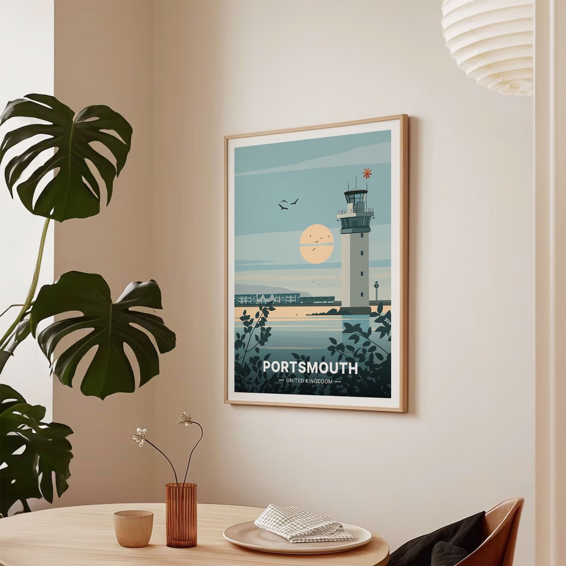 Portsmouth Harbour Tower Sunset United Kingdom Travel Poster - Image 2