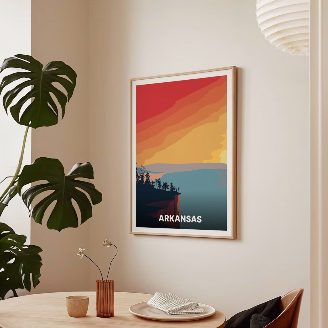 Arkansas Sunset Bluff Silhouette Ozark Style Landscape Travel Poster - Image 2
