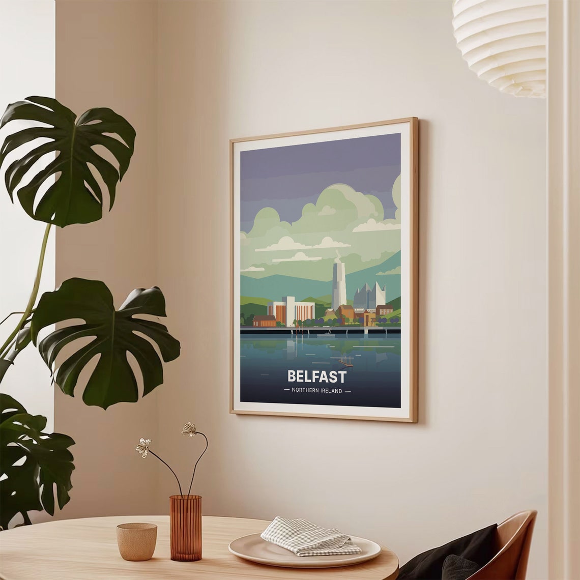 Belfast Northern Ireland Riverfront Skyline Hills Travel Poster - Image 2