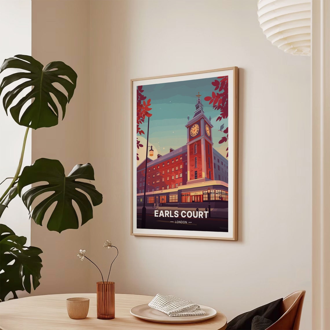 Earls Court London Clock Tower Landmark Evening Travel Poster - Image 2