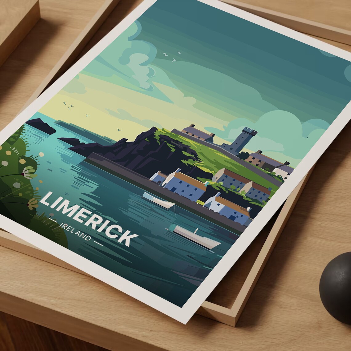 Limerick City Map Travel Poster, Vintage Style - Image 3