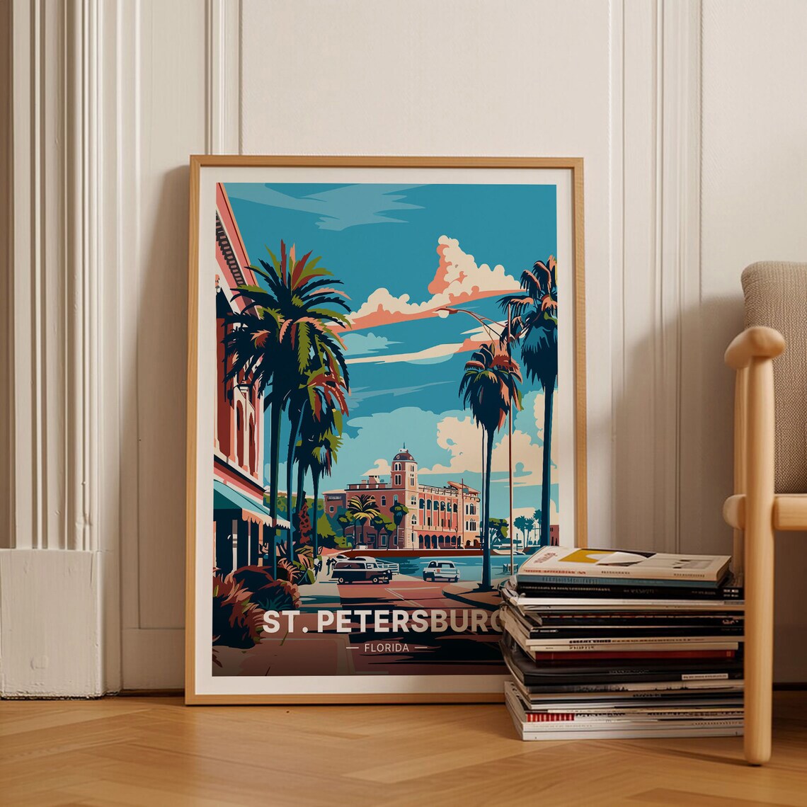St Petersburg Travel Poster, Florida Cityscape Art Print