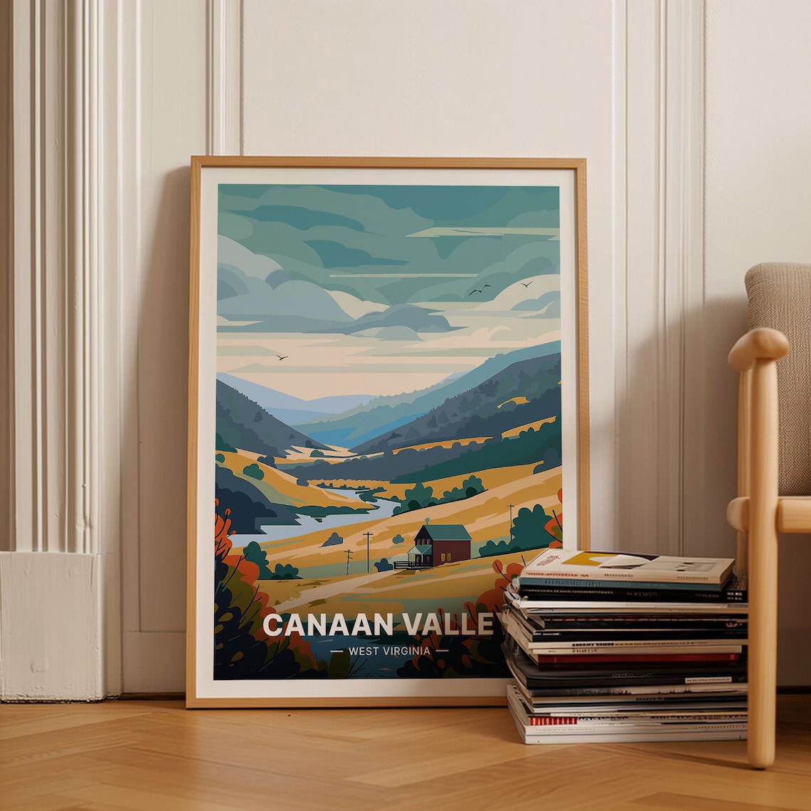 Canaan Valley Ski Travel Poster, West Virginia Landscape