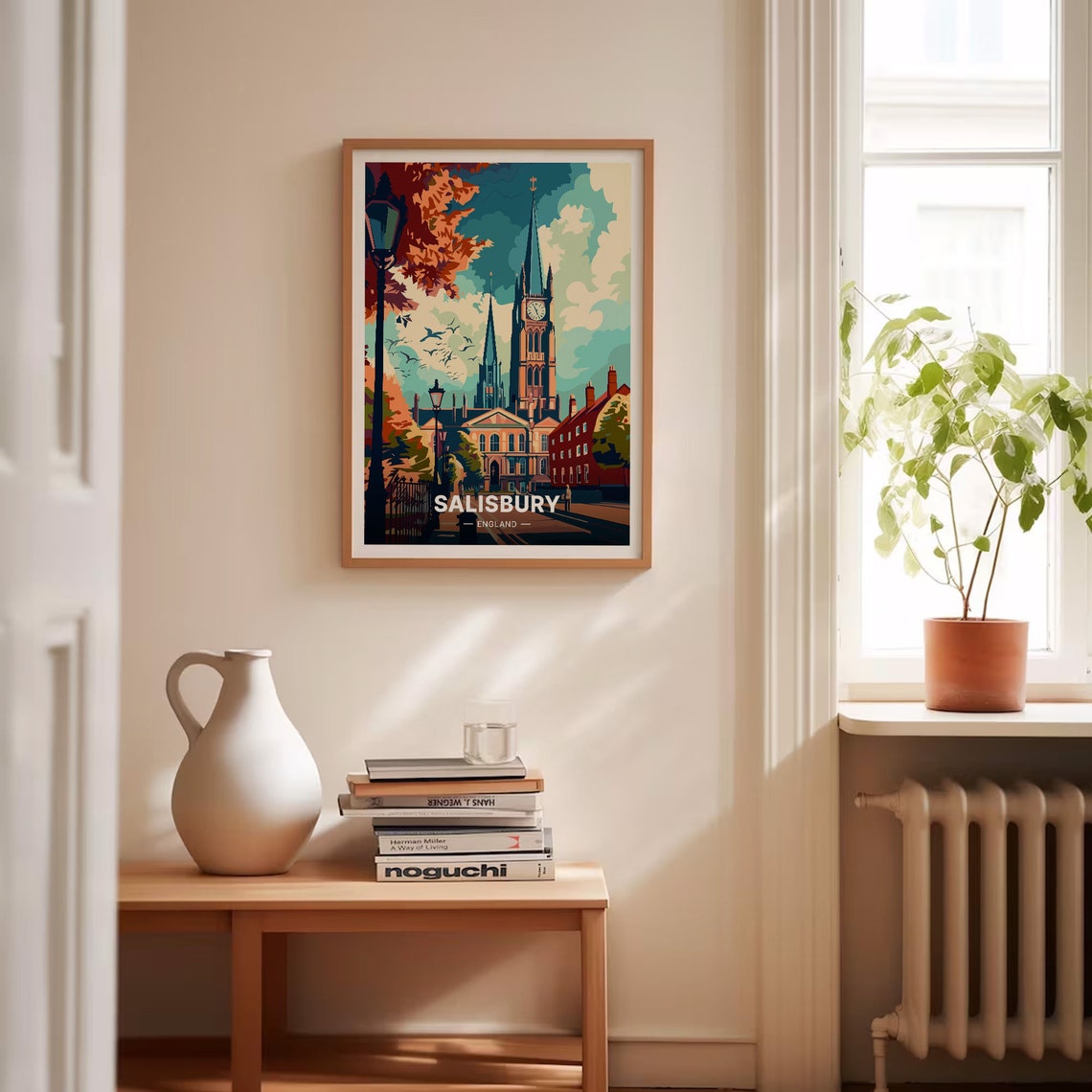 Salisbury England Cathedral Spire Historic Street Travel Poster - Image 4